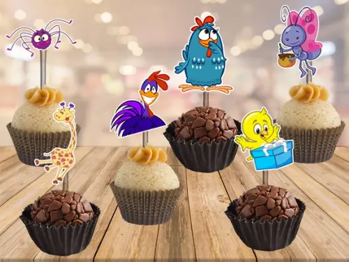 topper galinha pintadinha - 100 unidades