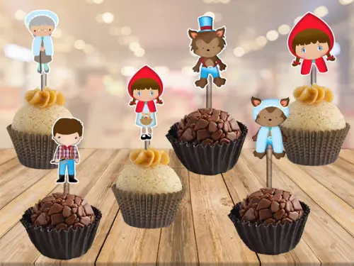 topper chapeuzinho vermelho - 100 unidades