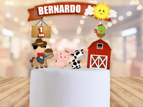 Topo de bolo Fazendinha