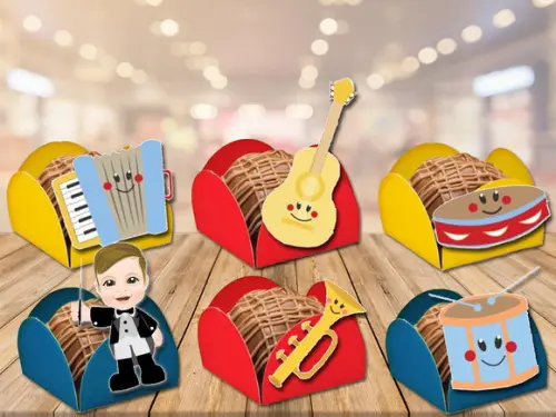 forminhas para doces instrumentos musicais - 100 unidades