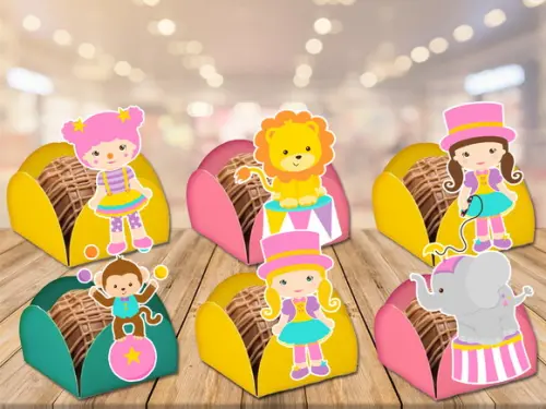 forminhas para doces circo para meninas rosa - 100 unidades