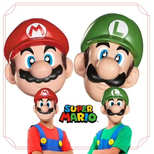 máscaras super mario bross e luigi - kit com 10 unidades