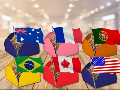 Forminhas Bandeiras - Volta ao Mundo - Países - 100 Unidades