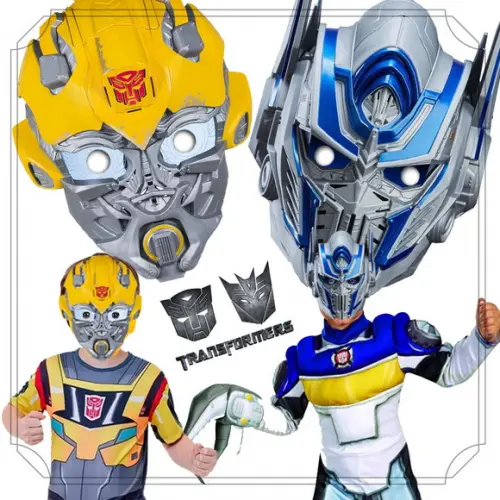 máscaras transformers bumblebee optimus kit com 10 unidades