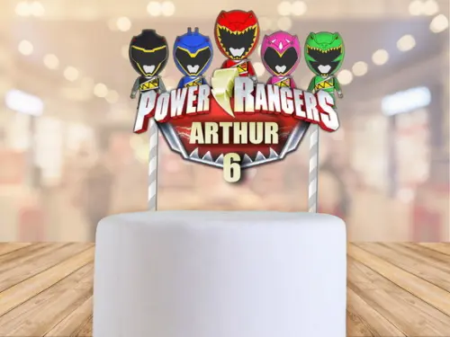 Topo de bolo Power Rangers Dino - Frete Grátis