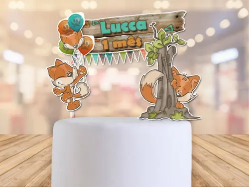 topo de bolo raposinha - festa infantil - fox - Frete grátis