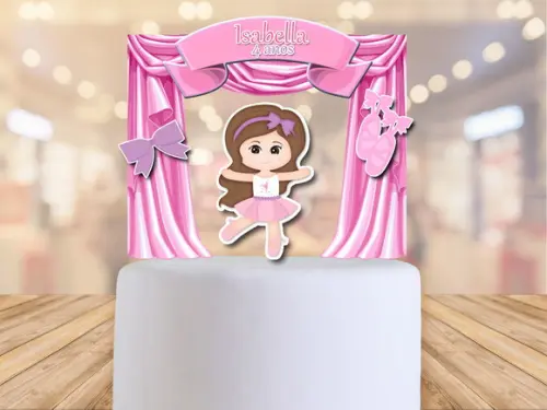 Topo de bolo bailarina - festa infantil -topper FRETE GRÁTIS