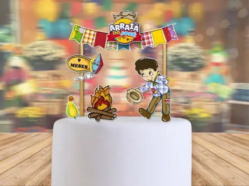 Topo de Bolo Arraiá - Festa Junina - Quadrinha