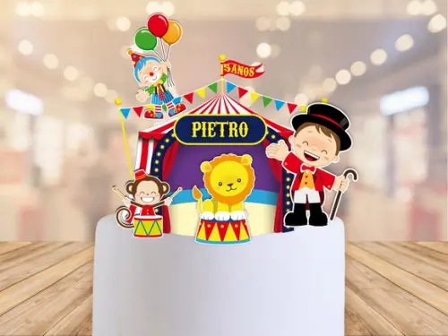 Topo de bolo circo para festa infantil - FRETE GRÁTIS