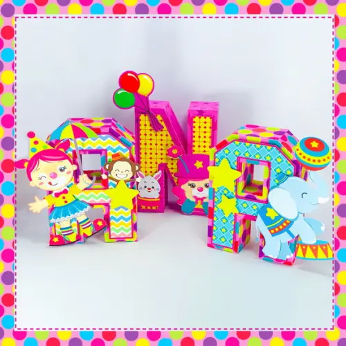 Letras 3d Circo Rosa para meninas