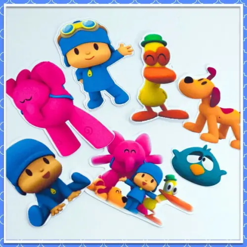 Apliques Pocoyo para latinhas e tubetes - 50 unidades
