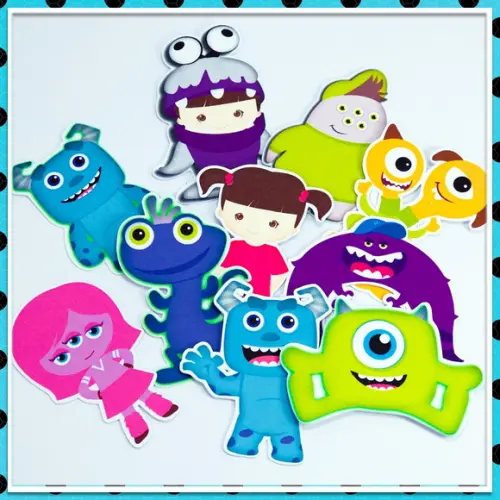 Apliques Monstros SA para latinhas, tubetes - 50 unidades