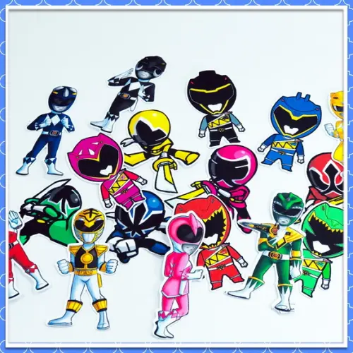 Apliques Power Ranger para latinhas e tubetes - 50 unidades