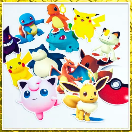 Apliques Pokemon 3D para tubetes e latinhas - 50 unidades