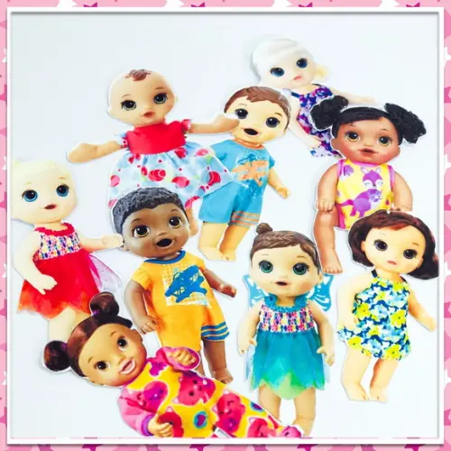 Apliques Baby Alive para tubetes, latinhas - 50 unidades