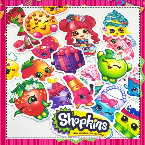 Apliques Shopkins para festa - 50 unidades