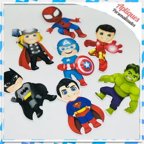 Apliques Superman e Vingadores Baby e Cute - 50 unidades