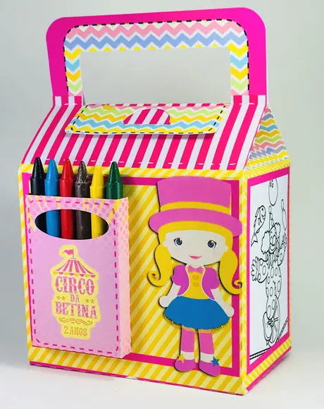 caixa para colorir circo rosa - 10 unidades