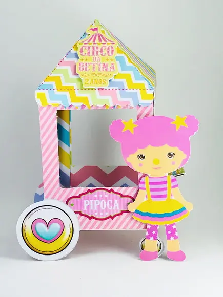 circo rosa - carrinho de pipoca