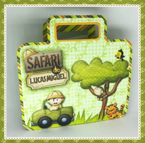 Convite Safari Maleta Pop-up - 10 unidades