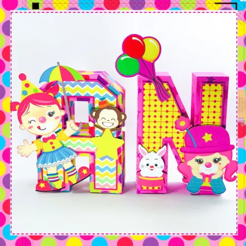 Letras 3d circo rosa