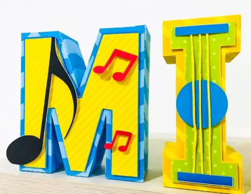 Letras 3d instrumentos musicais