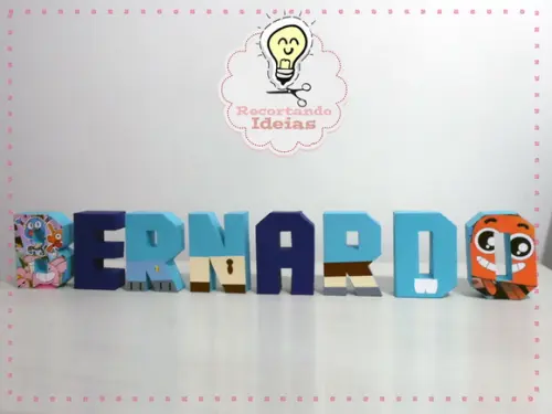Letras 3d Incrível Mundo de Gumball