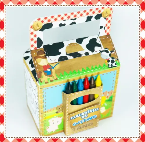 maleta para colorir fazendinha com giz de - 10 unidades