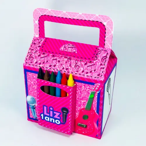 Maletinha com suporte para giz de cera para colorir - Música