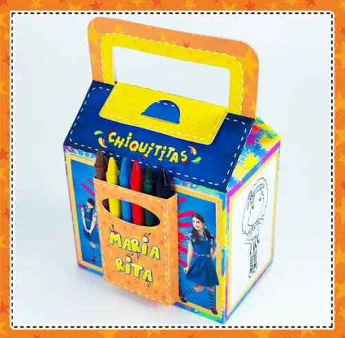 Maletinha lembrança com giz de cera chiquititas