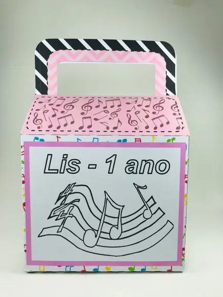 Maletinha lembrancinha tema música com giz de cera
