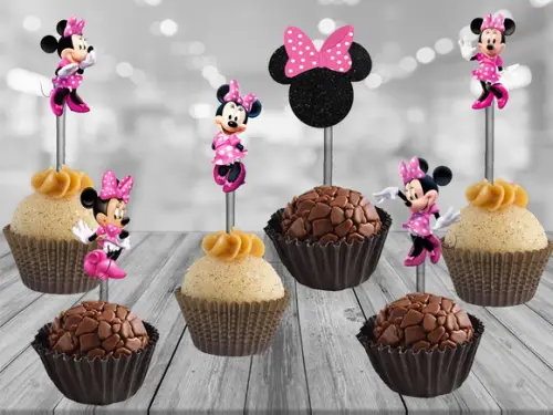 Topper Minnie Rosa - 100 unidades