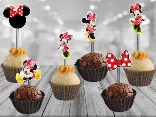 Topper Minnie Vermelha - 100 unidades