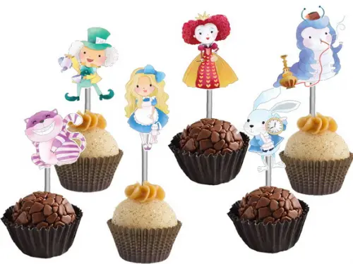 Topper para Docinhos Alice no País das Maravilhas Aquarelado