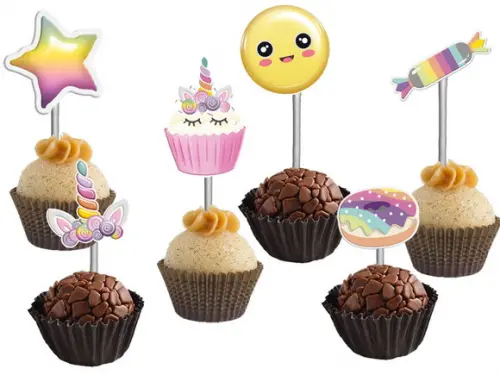 Topper para Docinhos Candy Color Unicornio