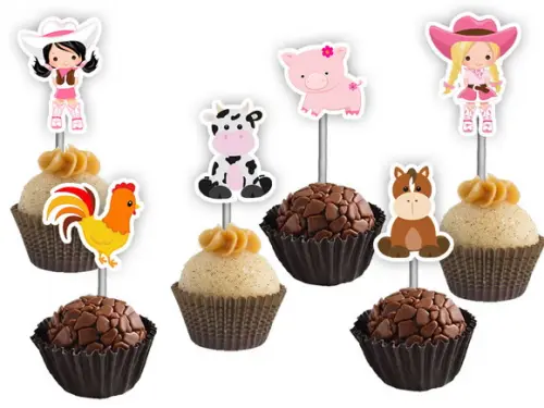 Topper para Docinhos Fazendinha Menina