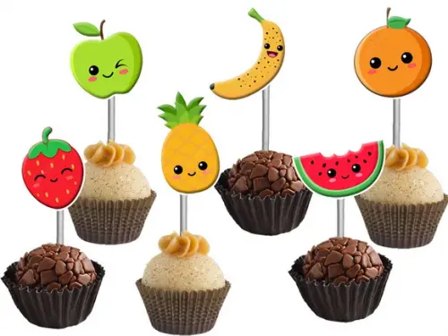 Topper para Docinhos Frutinhas Aquarela