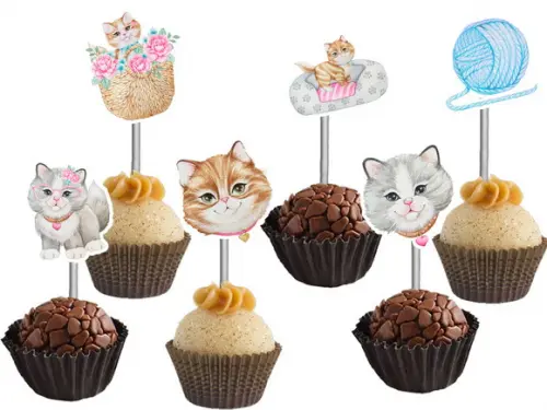 Topper para Docinhos Gatos Aquarela