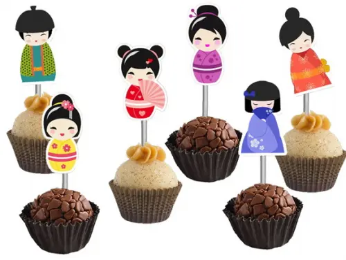 Topper para Docinhos Kokeshi