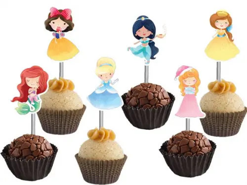 Topper para Docinhos Princesas Aquarela