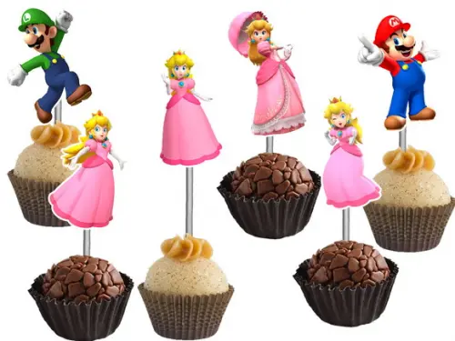 Topper para Docinhos Princesa Peach Mario