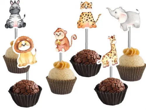 Topper para Docinhos Safari Aquarela