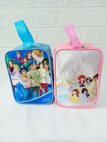 10 Bolsa Retangular Personaliza Princesa e Príncipes