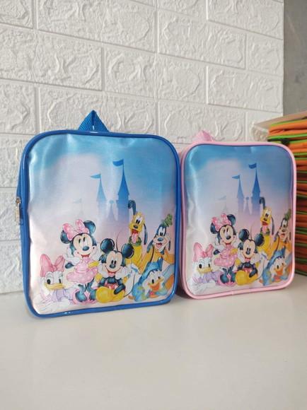 Mochila Quadrada Turma Mickey Aquarela
