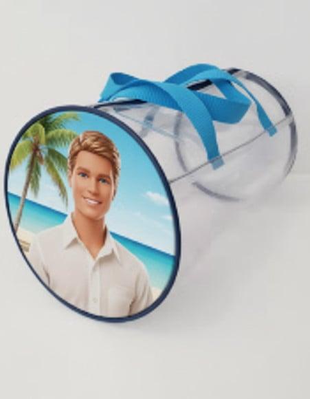 Mala Cilíndrica Transparente Barbie Praia