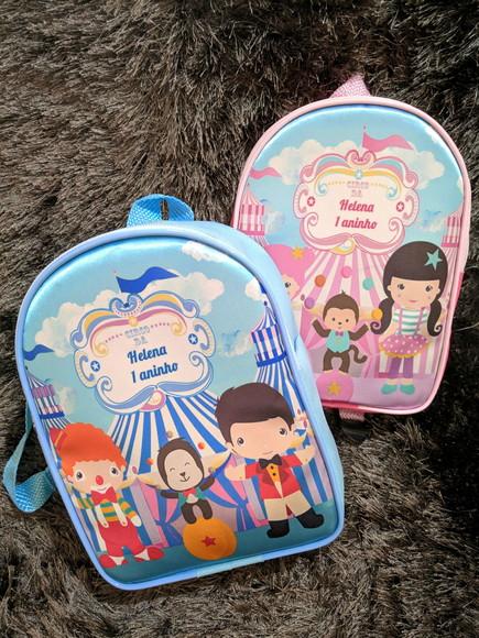 Mochilinha Personalizada Circo Candy 25x20 - Qualquer Tema