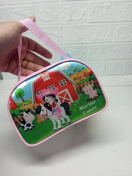 Bolsinha Meia Lua Personalizadas Fazendinha