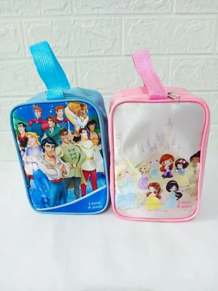 10 Bolsa Retangular Personaliza Princesa e Príncipes