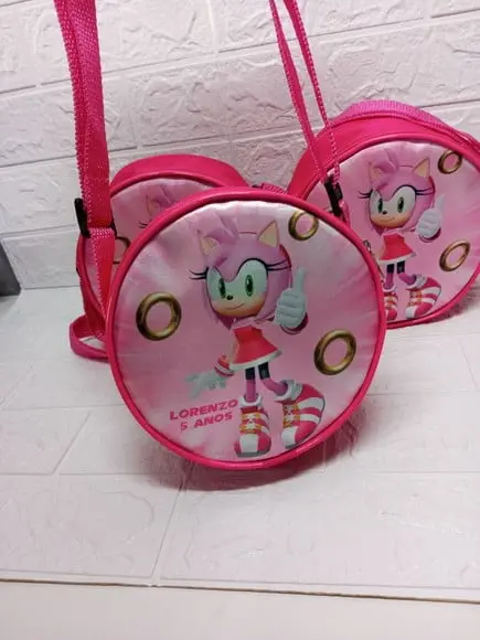 Bolsinha Cantil Redonda Personalizada Amy Sonic