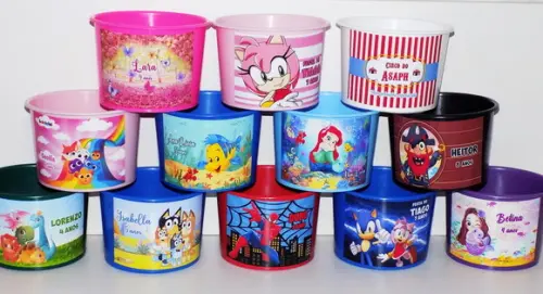 Kit 45 Balde de Pipoca Personalizado Qualquer Tema